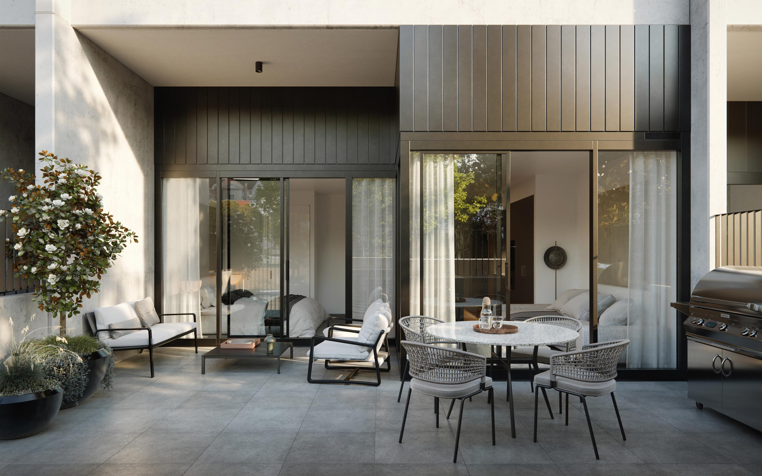 Courtyard external shot showcasing De Burgh apartments for first home buyers in Canberra